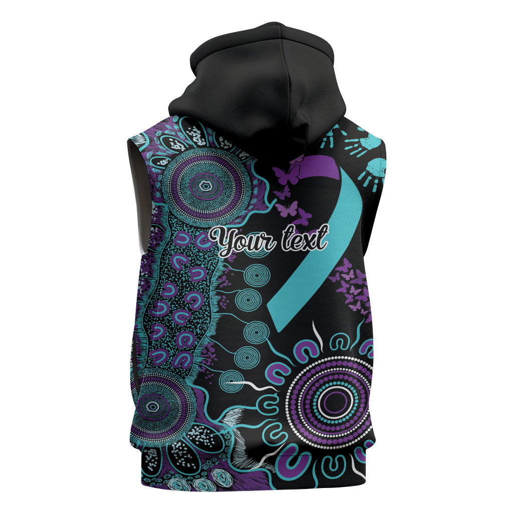 Australia You Matter Suicide Prevention Support Personalised Sleeveless Zip Hoodie Aboriginal Ribbon Dot Painting
