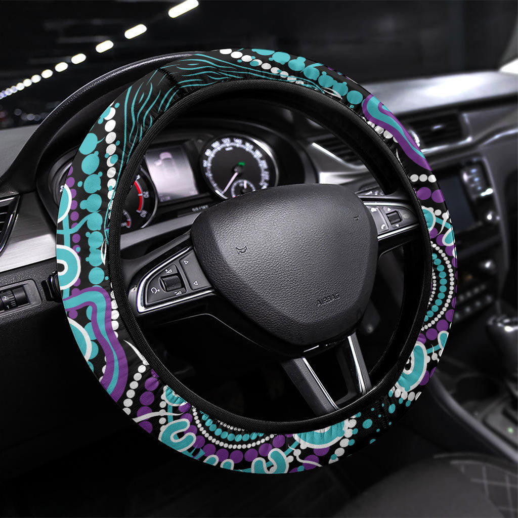 Australia You Matter Suicide Prevention Support Steering Wheel Cover Aboriginal Ribbon Dot Painting