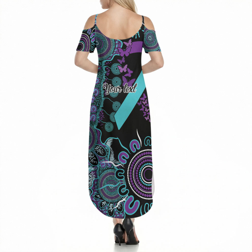 Australia You Matter Suicide Prevention Support Personalised Summer Maxi Dress Aboriginal Ribbon Dot Painting
