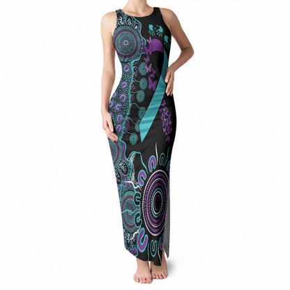 Australia You Matter Suicide Prevention Support Personalised Tank Maxi Dress Aboriginal Ribbon Dot Painting