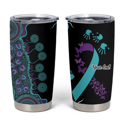 Australia You Matter Suicide Prevention Support Personalised Tumbler Cup Aboriginal Ribbon Dot Painting