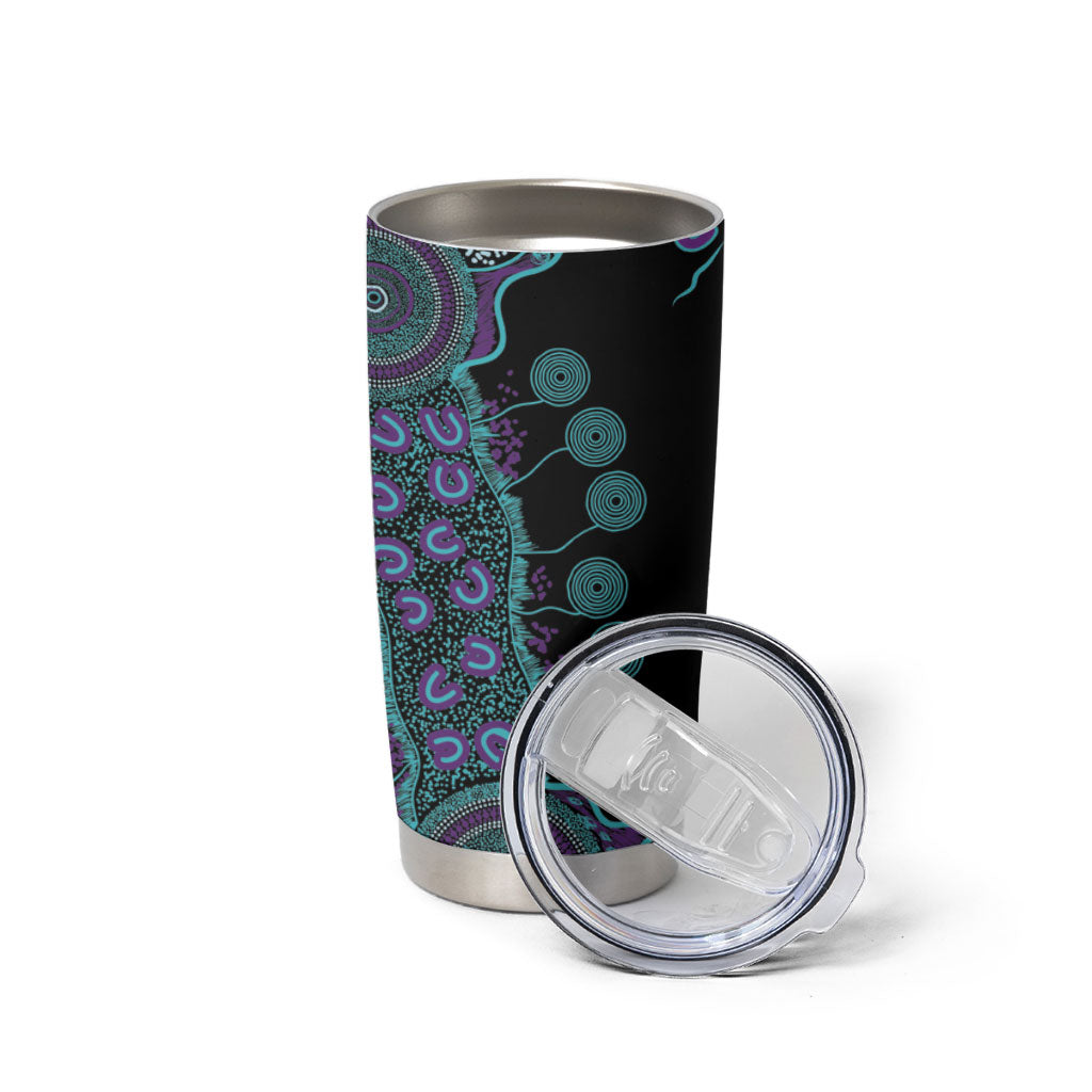 Australia You Matter Suicide Prevention Support Personalised Tumbler Cup Aboriginal Ribbon Dot Painting