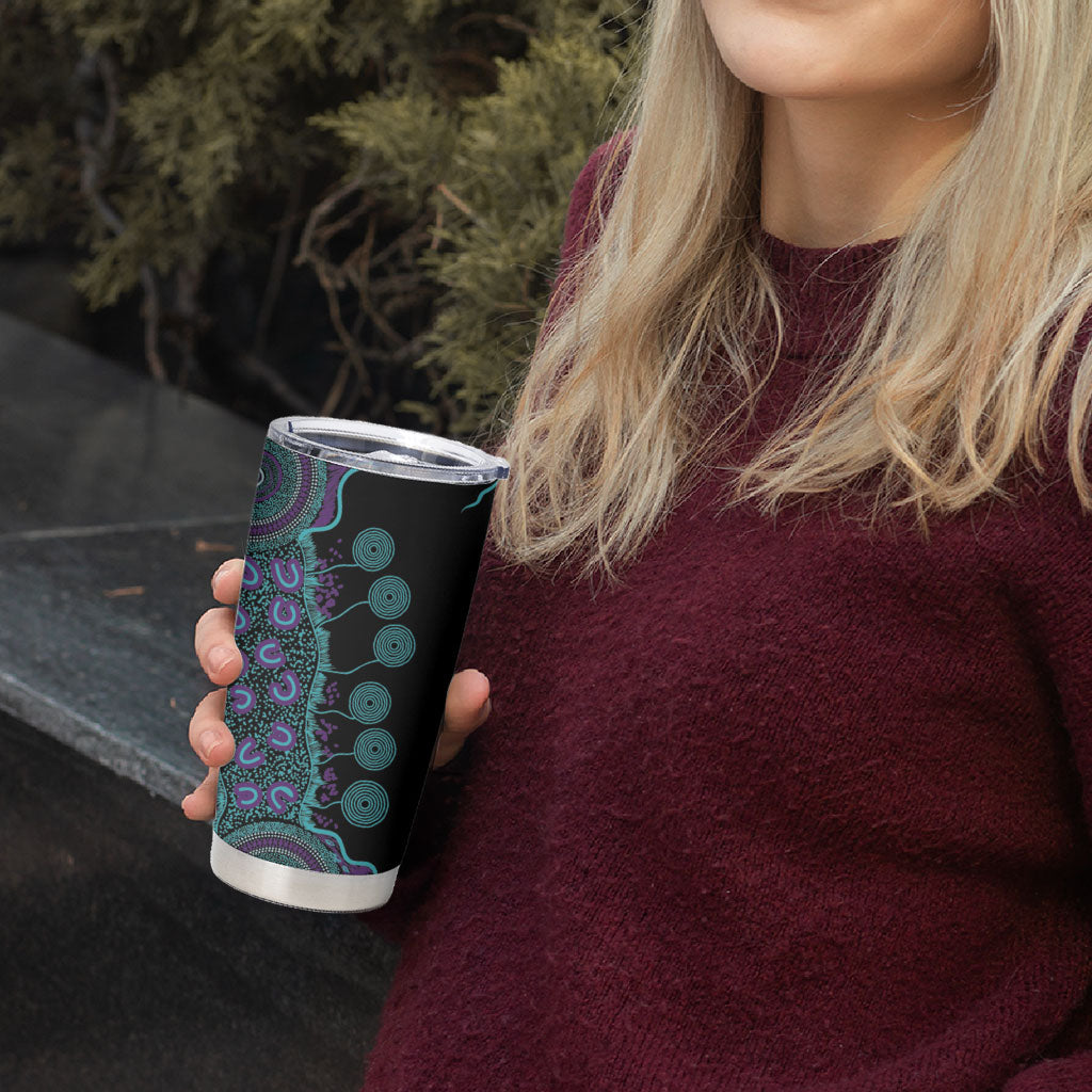 Australia You Matter Suicide Prevention Support Personalised Tumbler Cup Aboriginal Ribbon Dot Painting