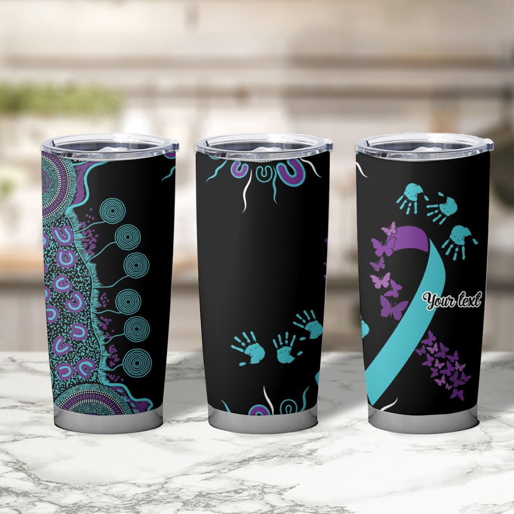 Australia You Matter Suicide Prevention Support Personalised Tumbler Cup Aboriginal Ribbon Dot Painting