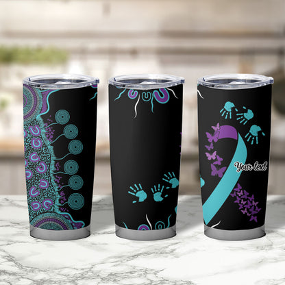 Australia You Matter Suicide Prevention Support Personalised Tumbler Cup Aboriginal Ribbon Dot Painting