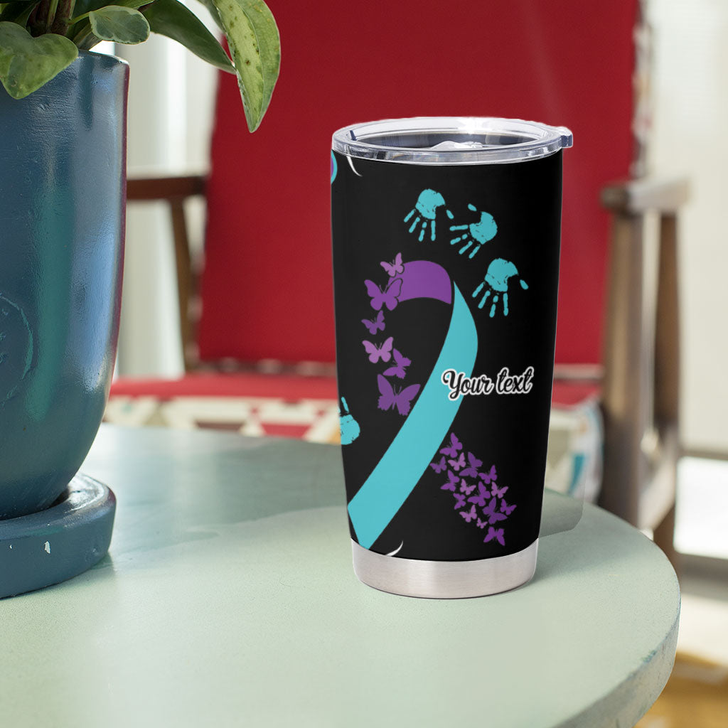 Australia You Matter Suicide Prevention Support Personalised Tumbler Cup Aboriginal Ribbon Dot Painting