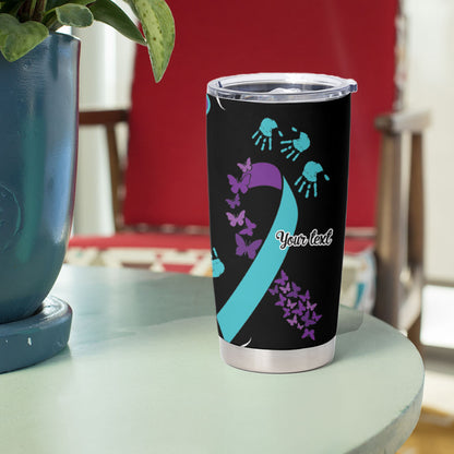 Australia You Matter Suicide Prevention Support Personalised Tumbler Cup Aboriginal Ribbon Dot Painting