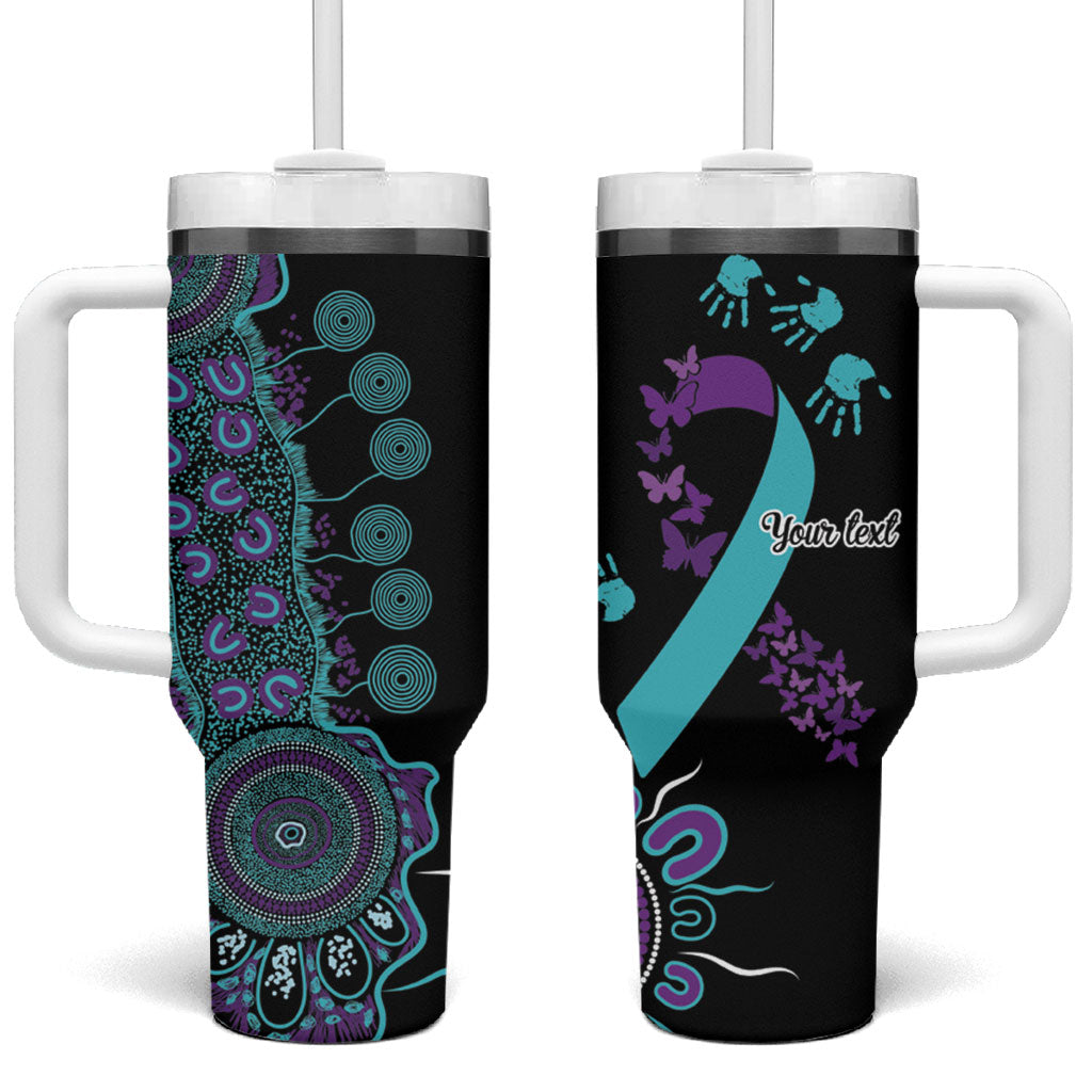 Australia You Matter Suicide Prevention Support Personalised Tumbler With Handle Aboriginal Ribbon Dot Painting