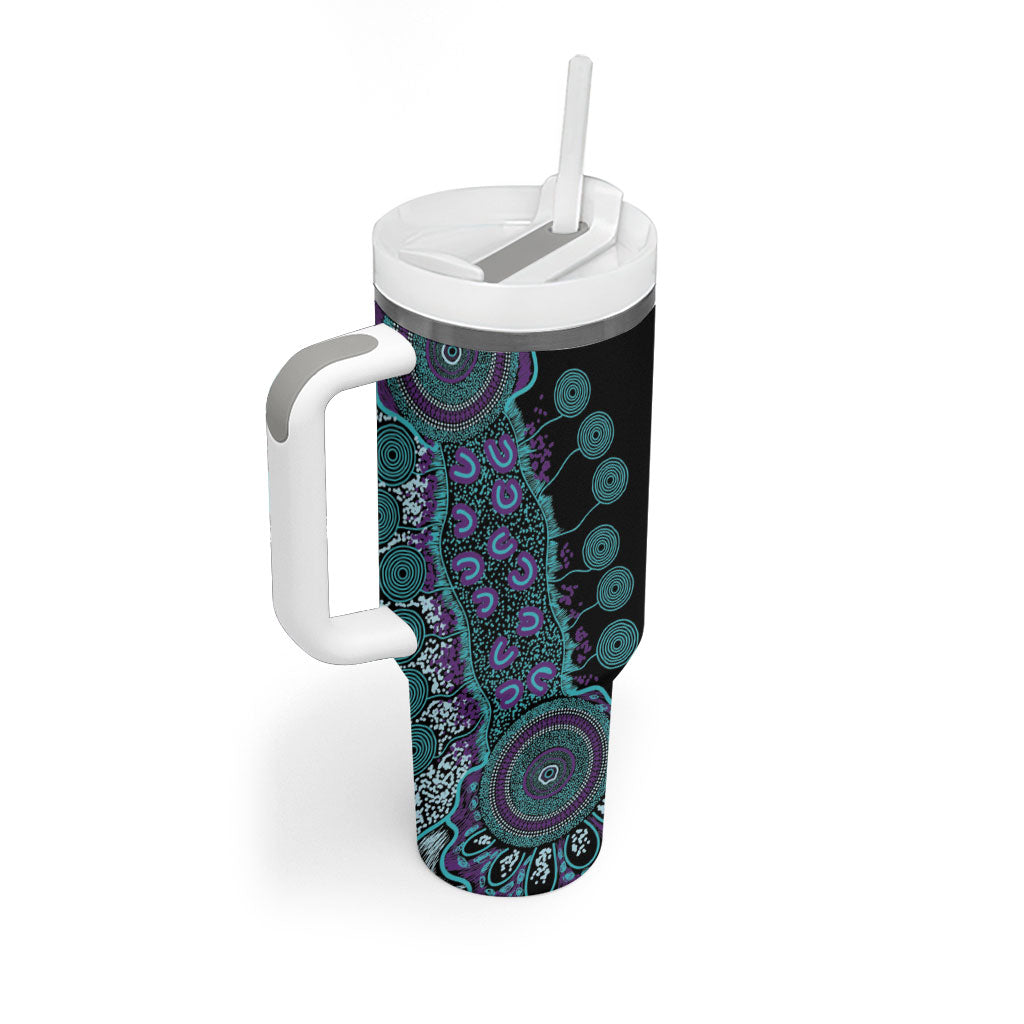 Australia You Matter Suicide Prevention Support Personalised Tumbler With Handle Aboriginal Ribbon Dot Painting
