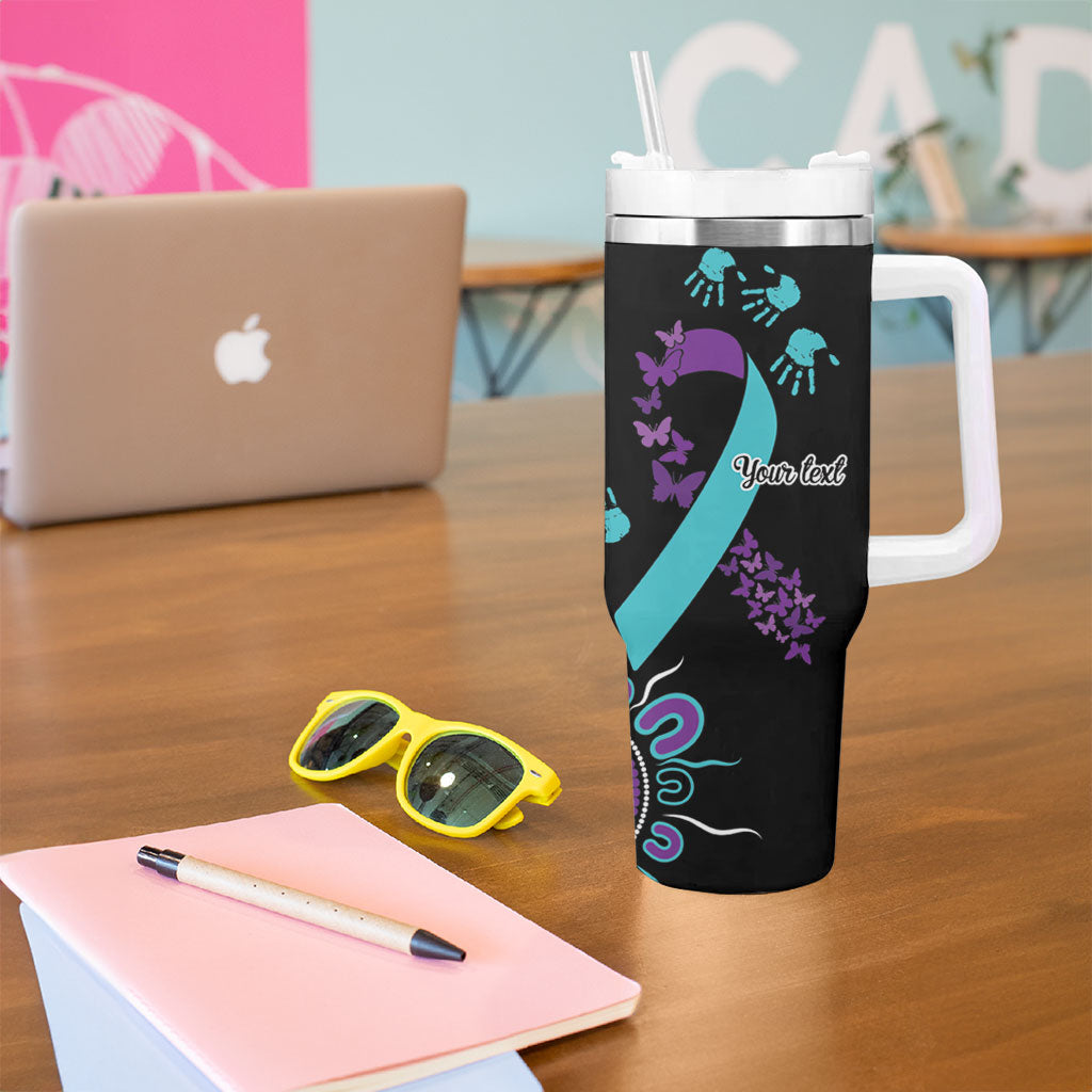 Australia You Matter Suicide Prevention Support Personalised Tumbler With Handle Aboriginal Ribbon Dot Painting