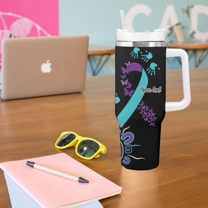 Australia You Matter Suicide Prevention Support Personalised Tumbler With Handle Aboriginal Ribbon Dot Painting