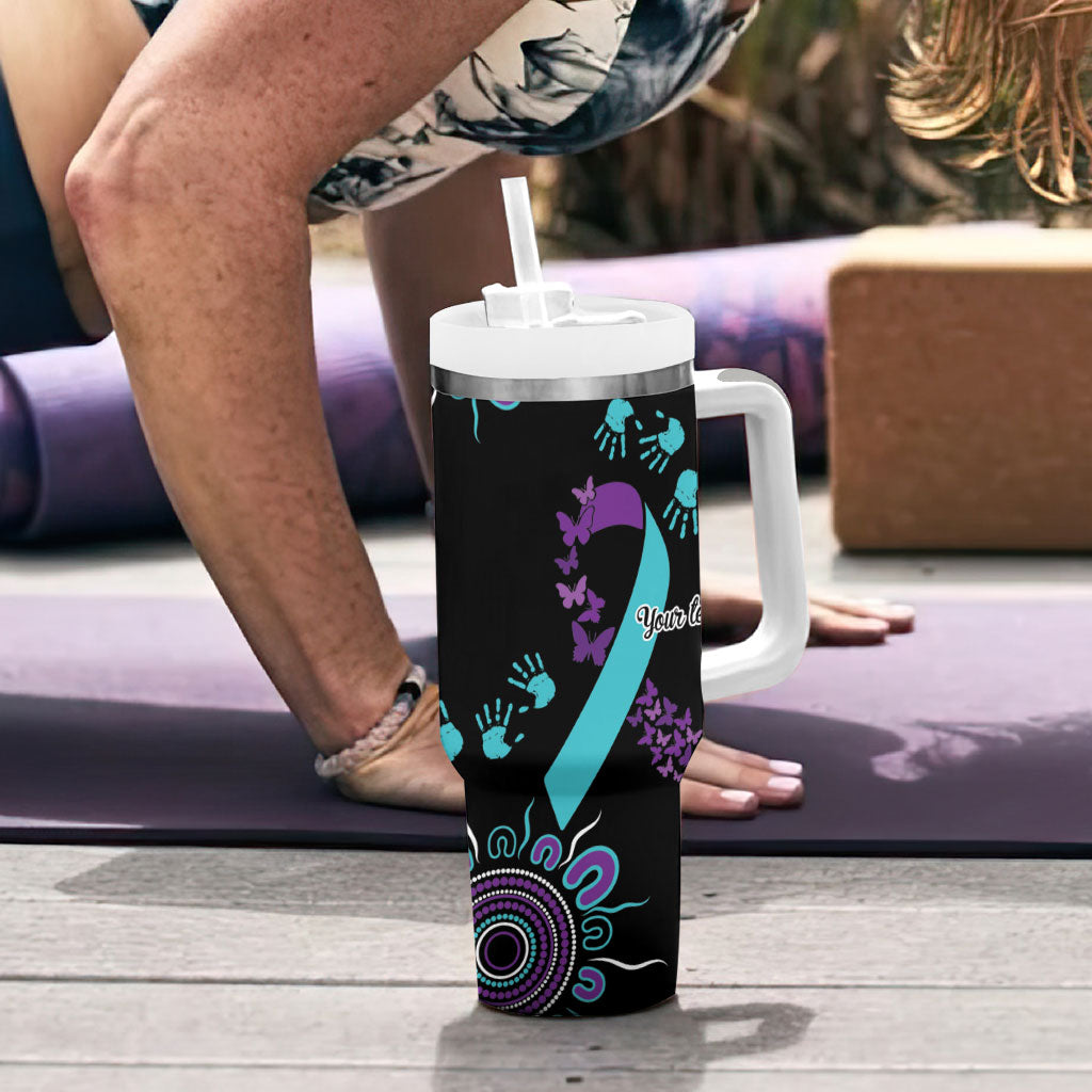 Australia You Matter Suicide Prevention Support Personalised Tumbler With Handle Aboriginal Ribbon Dot Painting