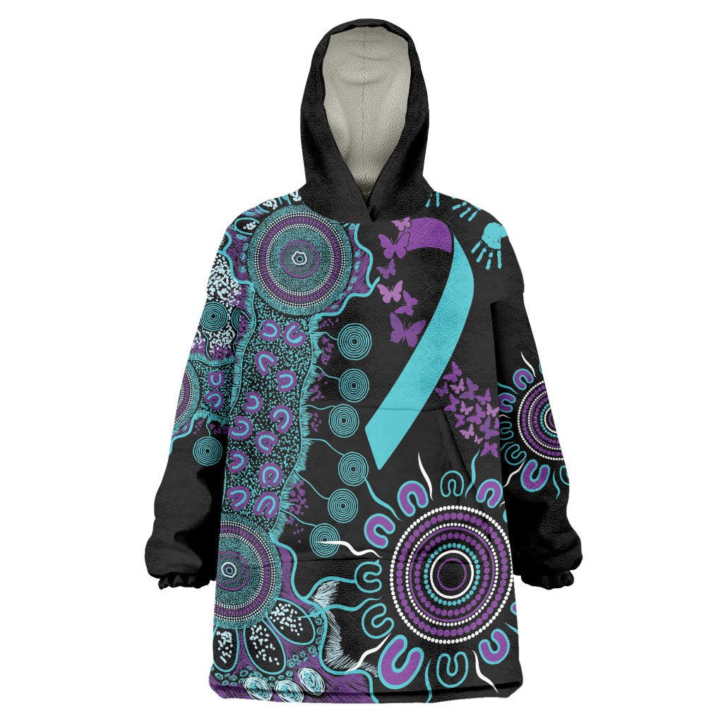 Australia You Matter Suicide Prevention Support Personalised Wearable Blanket Hoodie Aboriginal Ribbon Dot Painting