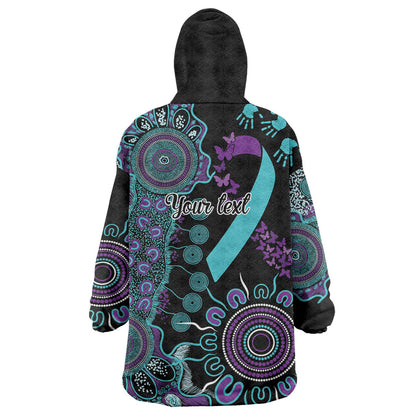Australia You Matter Suicide Prevention Support Personalised Wearable Blanket Hoodie Aboriginal Ribbon Dot Painting