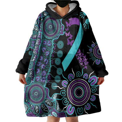 Australia You Matter Suicide Prevention Support Personalised Wearable Blanket Hoodie Aboriginal Ribbon Dot Painting