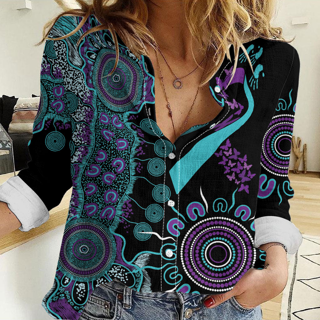 Australia You Matter Suicide Prevention Support Personalised Women Casual Shirt Aboriginal Ribbon Dot Painting