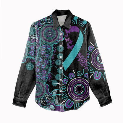 Australia You Matter Suicide Prevention Support Personalised Women Casual Shirt Aboriginal Ribbon Dot Painting