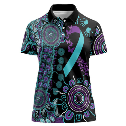 Australia You Matter Suicide Prevention Support Personalised Women Polo Shirt Aboriginal Ribbon Dot Painting