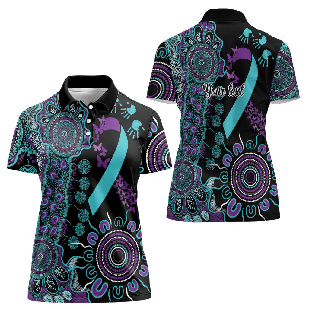 Australia You Matter Suicide Prevention Support Personalised Women Polo Shirt Aboriginal Ribbon Dot Painting