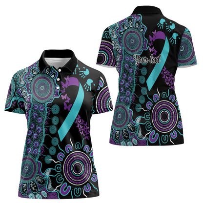 Australia You Matter Suicide Prevention Support Personalised Women Polo Shirt Aboriginal Ribbon Dot Painting