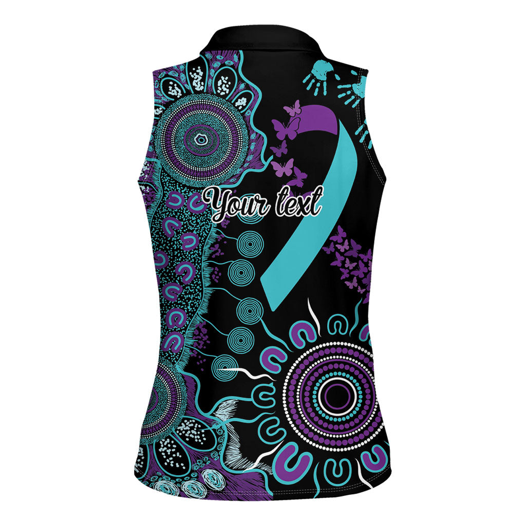 Australia You Matter Suicide Prevention Support Personalised Women Sleeveless Polo Shirt Aboriginal Ribbon Dot Painting