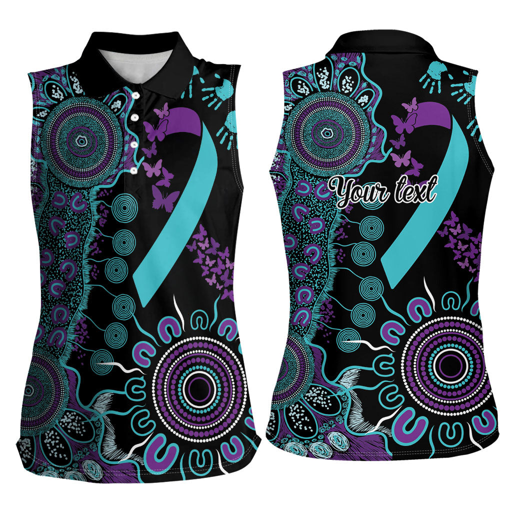 Australia You Matter Suicide Prevention Support Personalised Women Sleeveless Polo Shirt Aboriginal Ribbon Dot Painting