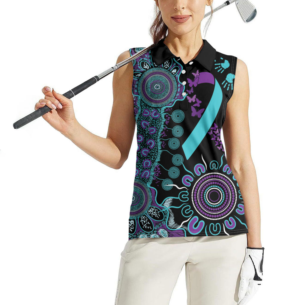 Australia You Matter Suicide Prevention Support Personalised Women Sleeveless Polo Shirt Aboriginal Ribbon Dot Painting