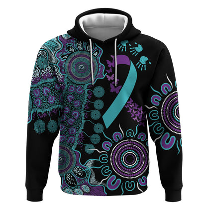 Australia You Matter Suicide Prevention Support Personalised Zip Hoodie Aboriginal Ribbon Dot Painting