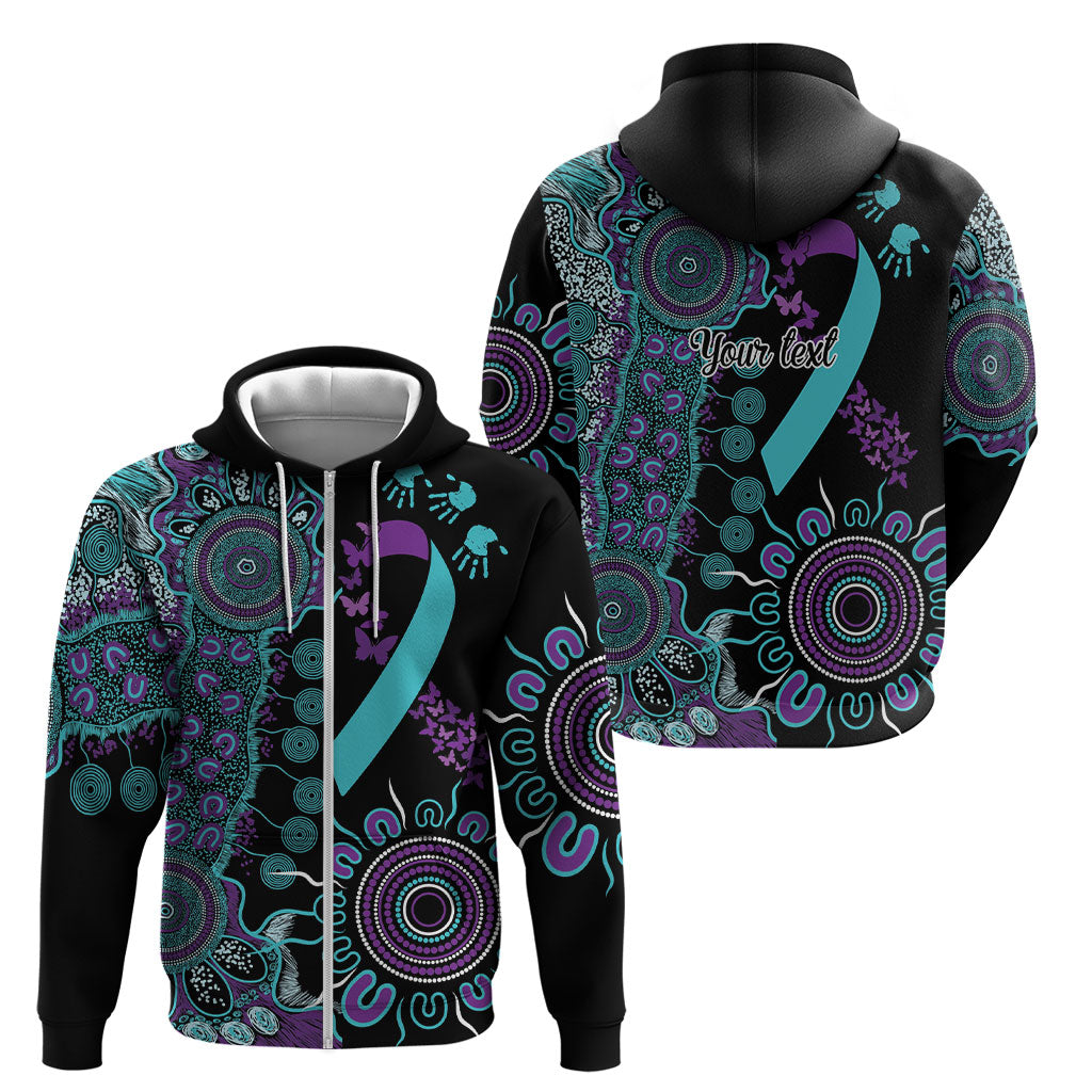 Australia You Matter Suicide Prevention Support Personalised Zip Hoodie Aboriginal Ribbon Dot Painting