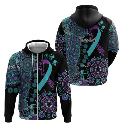 Australia You Matter Suicide Prevention Support Personalised Zip Hoodie Aboriginal Ribbon Dot Painting