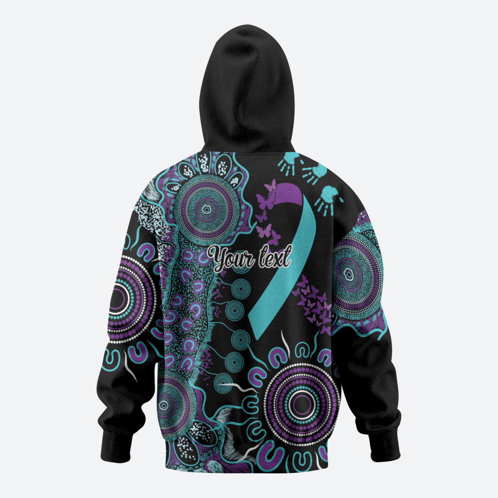 Australia You Matter Suicide Prevention Support Personalised Zip Hoodie Aboriginal Ribbon Dot Painting
