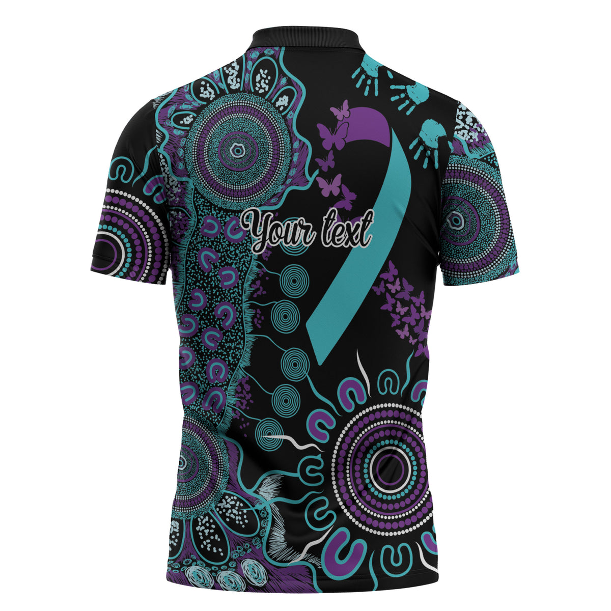 Australia You Matter Suicide Prevention Support Personalised Zipper Polo Shirt Aboriginal Ribbon Dot Painting