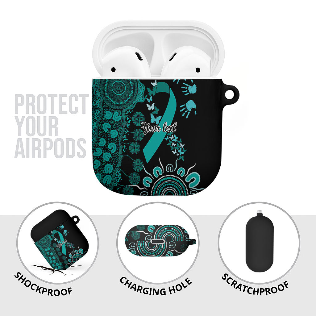 Australia Ovarian Cancer Support Personalised AirPods Case Aboriginal Ribbon Dot Painting
