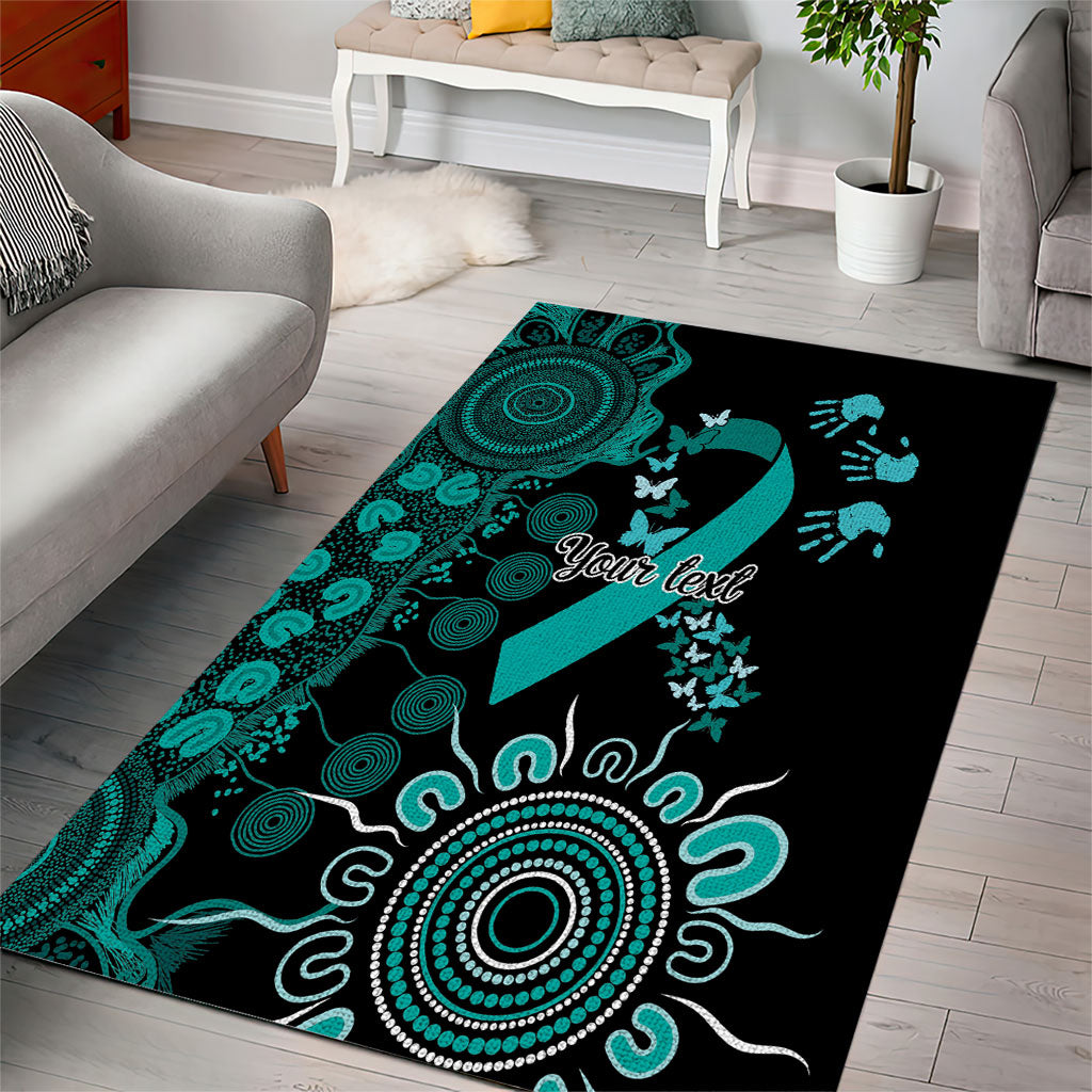 Australia Ovarian Cancer Support Personalised Area Rug Aboriginal Ribbon Dot Painting