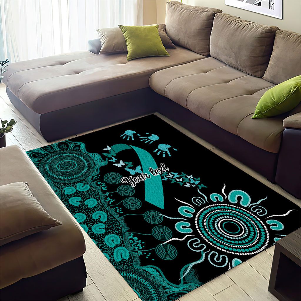 Australia Ovarian Cancer Support Personalised Area Rug Aboriginal Ribbon Dot Painting