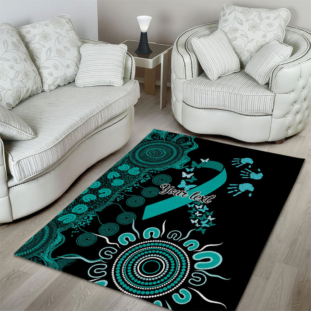 Australia Ovarian Cancer Support Personalised Area Rug Aboriginal Ribbon Dot Painting