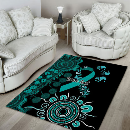 Australia Ovarian Cancer Support Personalised Area Rug Aboriginal Ribbon Dot Painting