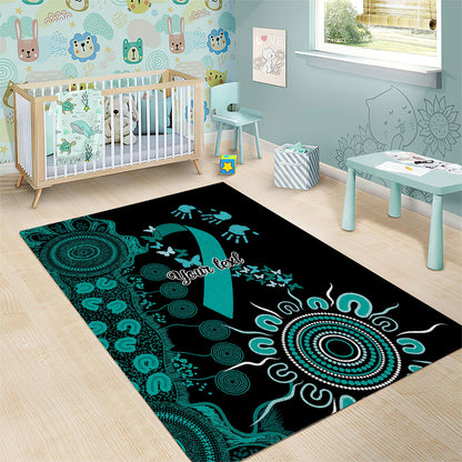 Australia Ovarian Cancer Support Personalised Area Rug Aboriginal Ribbon Dot Painting
