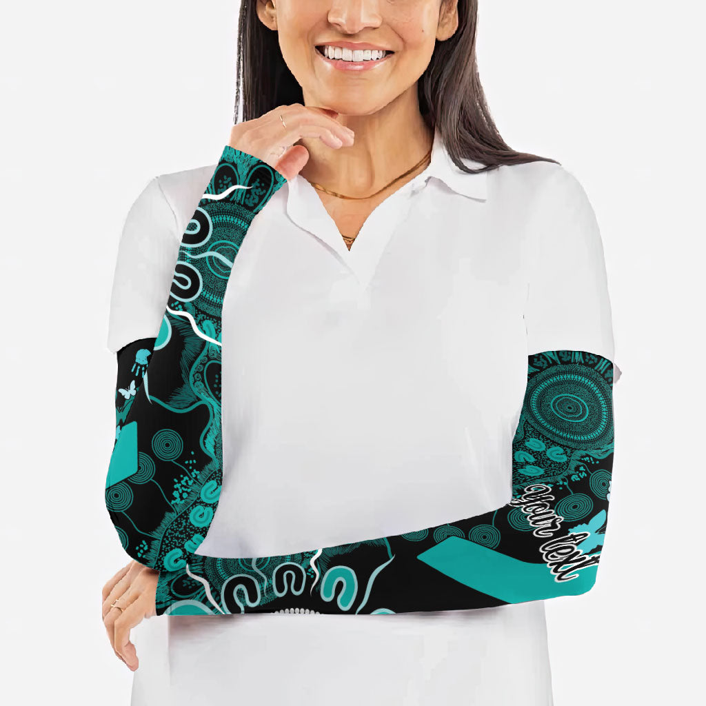 Australia Ovarian Cancer Support Personalised Arm Sleeves Aboriginal Ribbon Dot Painting