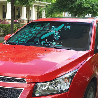 Australia Ovarian Cancer Support Personalised Auto Sun Shade Aboriginal Ribbon Dot Painting