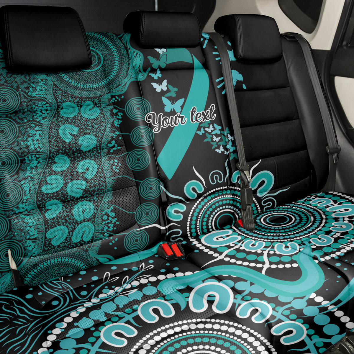 Australia Ovarian Cancer Support Personalised Back Car Seat Cover Aboriginal Ribbon Dot Painting