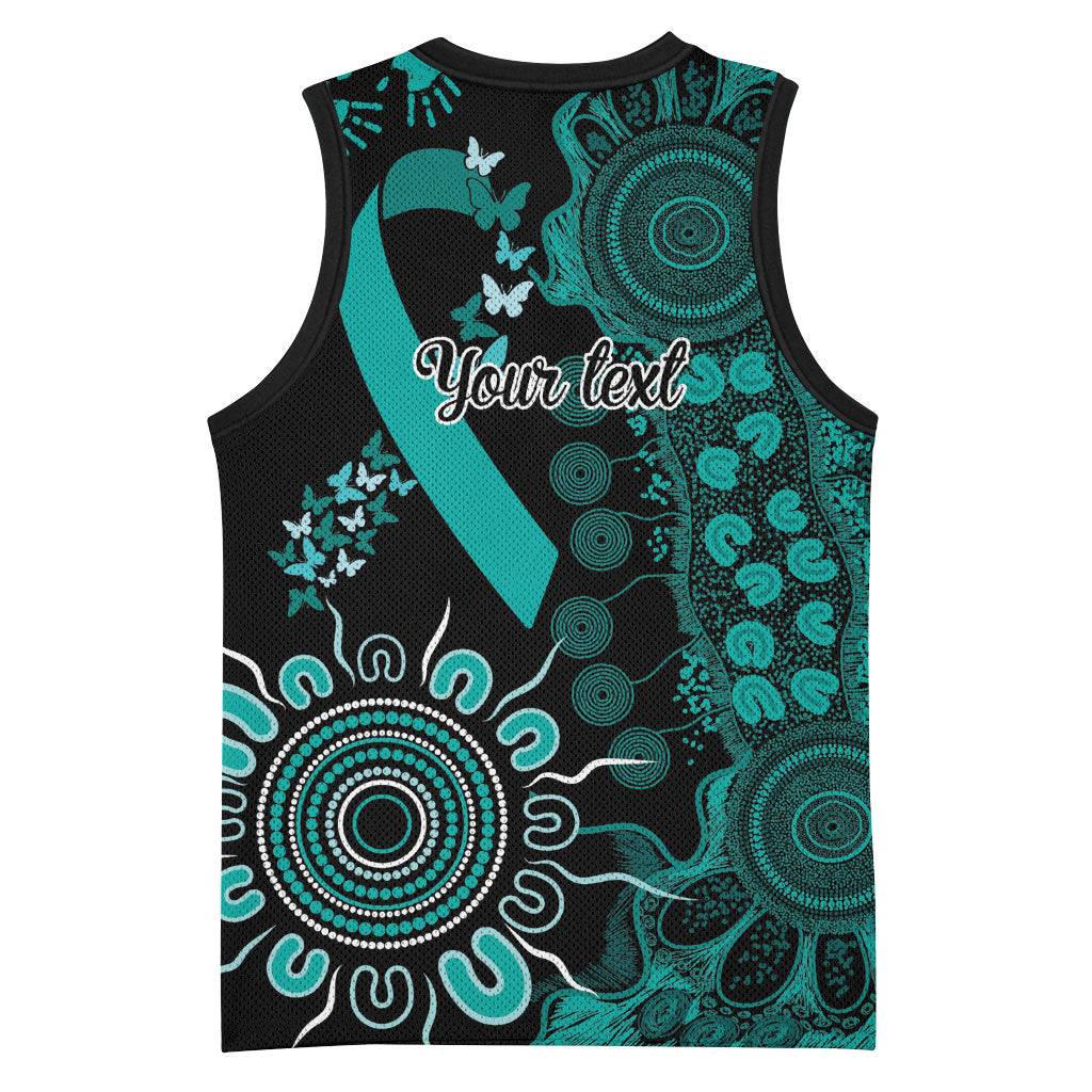 Australia Ovarian Cancer Support Personalised Basketball Jersey Aboriginal Ribbon Dot Painting