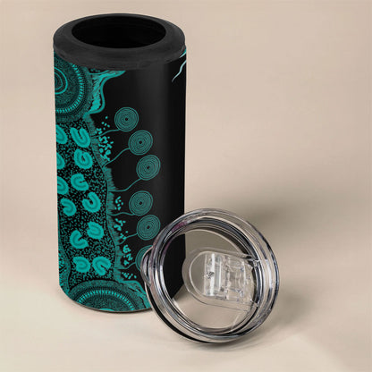 Australia Ovarian Cancer Support Personalised 4 in 1 Can Cooler Tumbler Aboriginal Ribbon Dot Painting