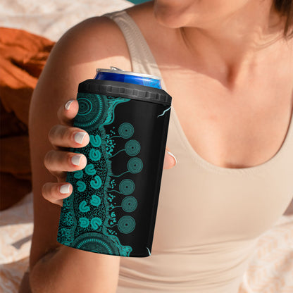 Australia Ovarian Cancer Support Personalised 4 in 1 Can Cooler Tumbler Aboriginal Ribbon Dot Painting