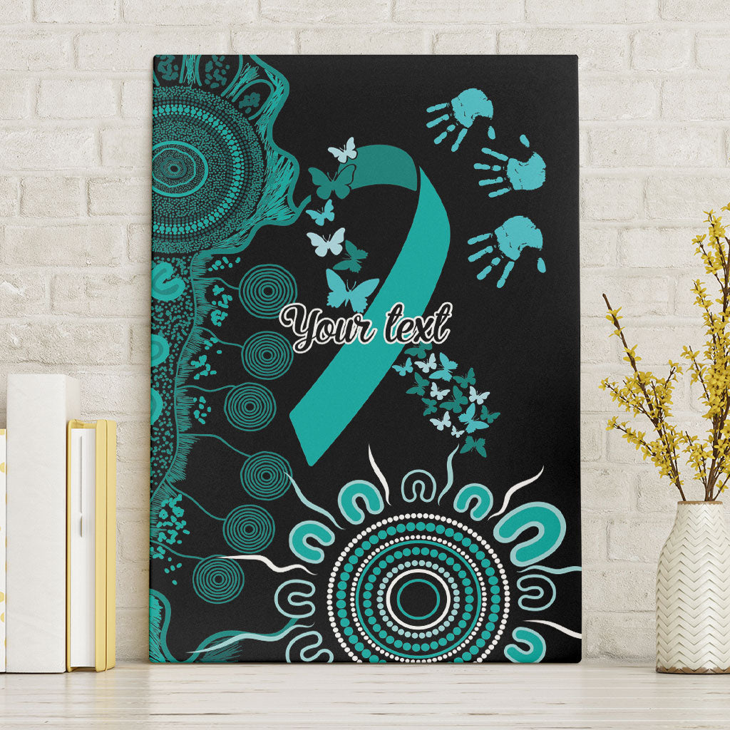 Australia Ovarian Cancer Support Personalised Canvas Wall Art Aboriginal Ribbon Dot Painting