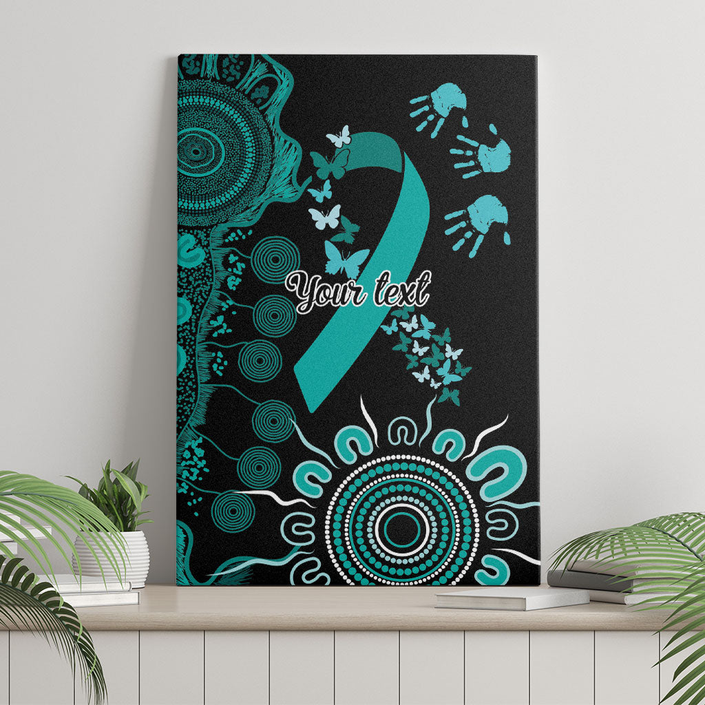 Australia Ovarian Cancer Support Personalised Canvas Wall Art Aboriginal Ribbon Dot Painting