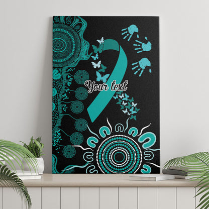 Australia Ovarian Cancer Support Personalised Canvas Wall Art Aboriginal Ribbon Dot Painting