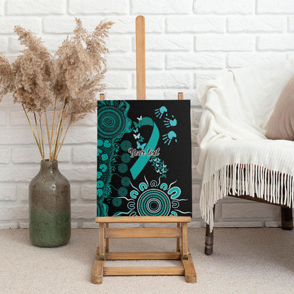 Australia Ovarian Cancer Support Personalised Canvas Wall Art Aboriginal Ribbon Dot Painting