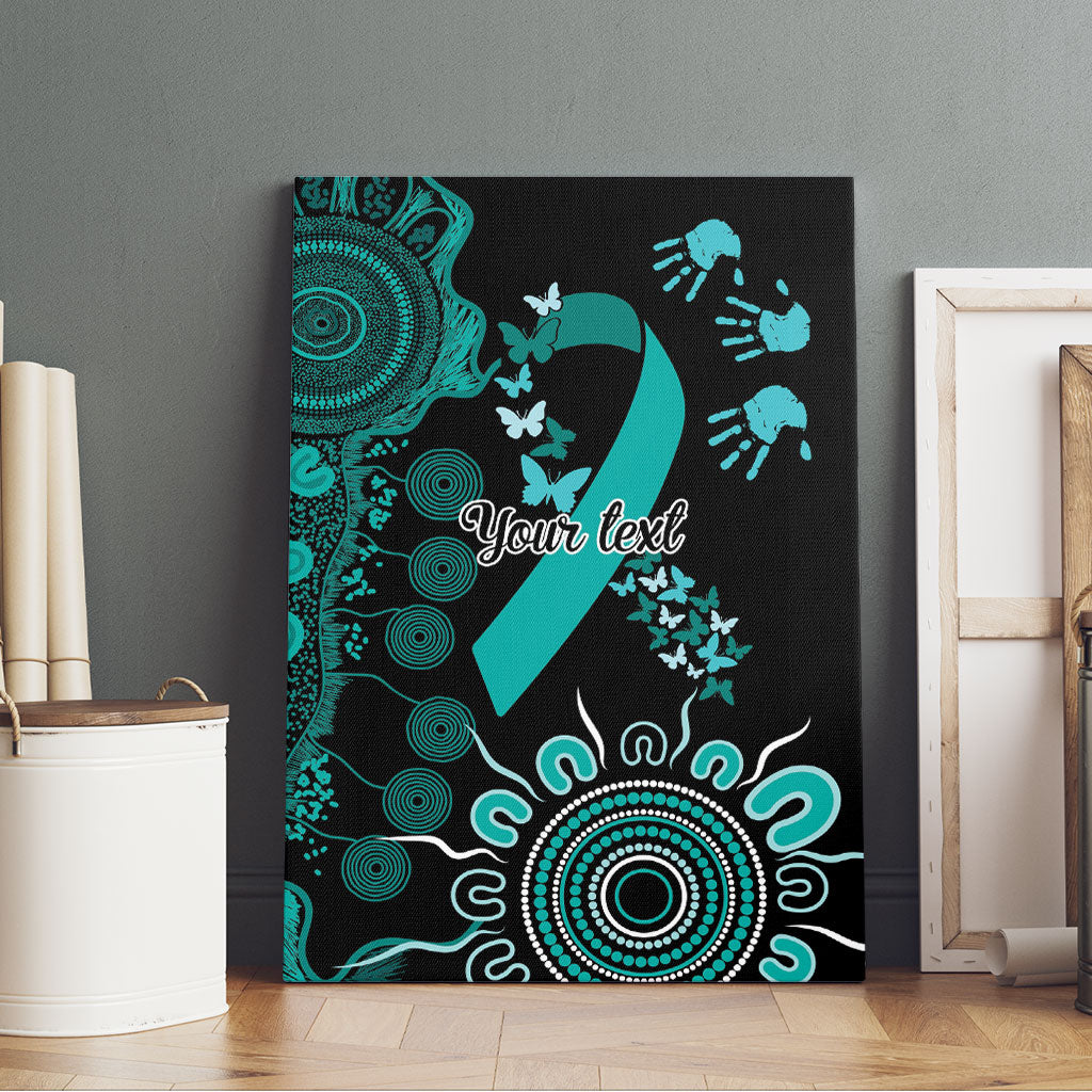 Australia Ovarian Cancer Support Personalised Canvas Wall Art Aboriginal Ribbon Dot Painting