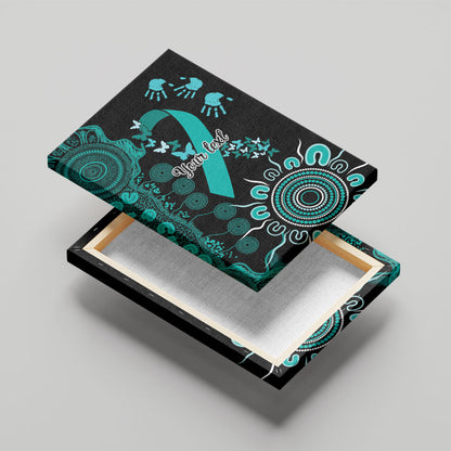 Australia Ovarian Cancer Support Personalised Canvas Wall Art Aboriginal Ribbon Dot Painting